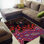 Brisbane Lions ANZAC Day Area Rug Indigenous Dot Art with Poppy Flower Tribute