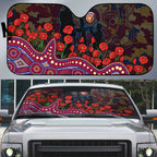 Brisbane Lions ANZAC Day Auto Sun Shade Indigenous Dot Art with Poppy Flower Tribute
