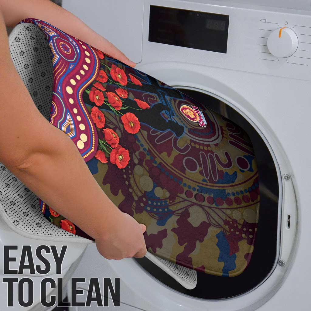 Brisbane Lions ANZAC Day Bathroom Set Indigenous Dot Art with Poppy Flower Tribute