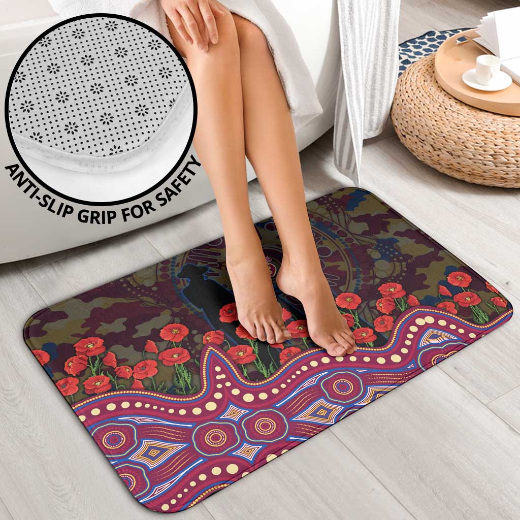 Brisbane Lions ANZAC Day Bathroom Set Indigenous Dot Art with Poppy Flower Tribute