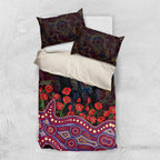 Brisbane Lions ANZAC Day Bedding Set Indigenous Dot Art with Poppy Flower Tribute