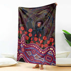 Brisbane Lions ANZAC Day Blanket Indigenous Dot Art with Poppy Flower Tribute