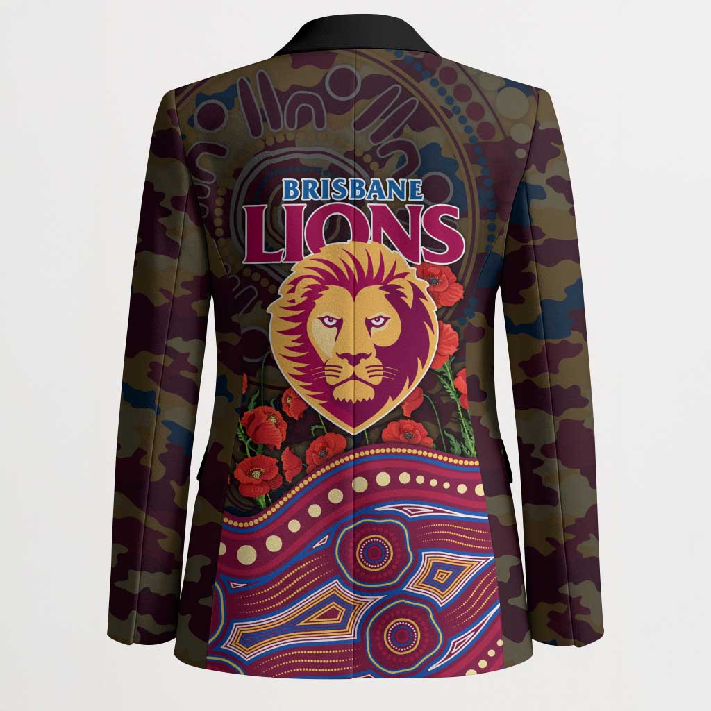 Brisbane Lions ANZAC Day Blazer Indigenous Dot Art with Poppy Flower Tribute