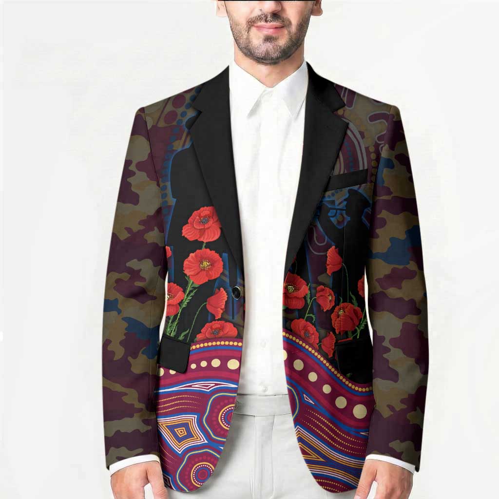 Brisbane Lions ANZAC Day Blazer Indigenous Dot Art with Poppy Flower Tribute