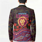 Brisbane Lions ANZAC Day Blazer Indigenous Dot Art with Poppy Flower Tribute