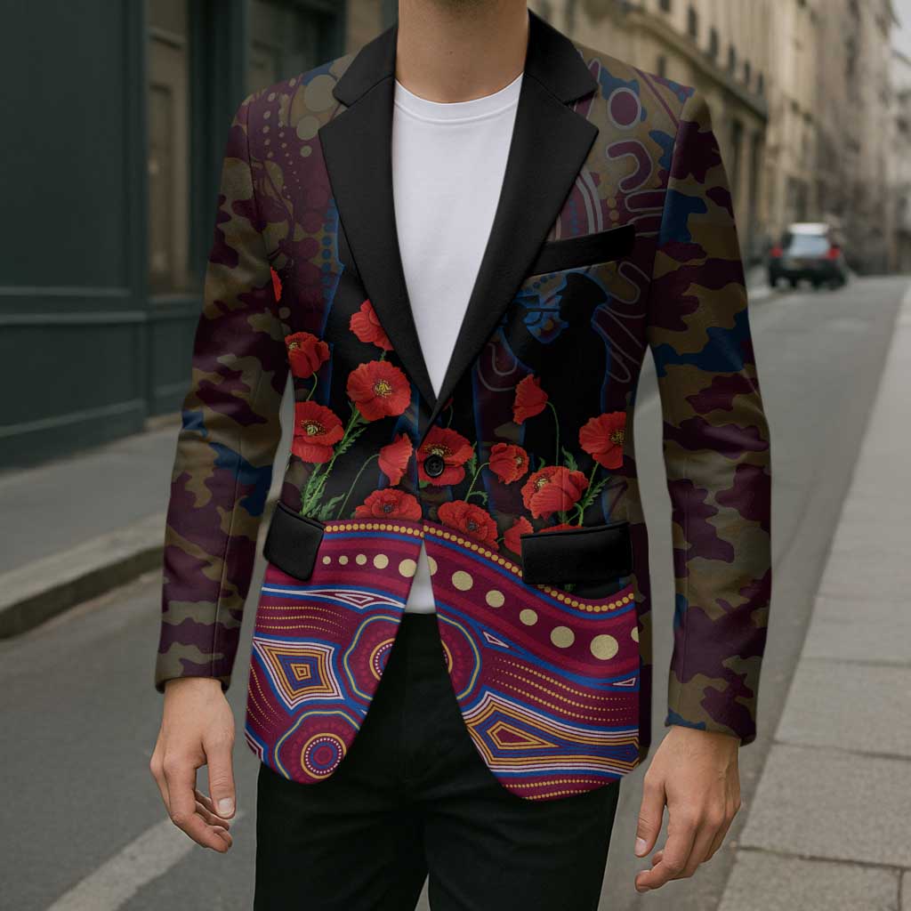 Brisbane Lions ANZAC Day Blazer Indigenous Dot Art with Poppy Flower Tribute