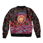 Brisbane Lions ANZAC Day Bomber Jacket Indigenous Dot Art with Poppy Flower Tribute