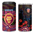 Brisbane Lions ANZAC Day 4 in 1 Can Cooler Tumbler Indigenous Dot Art with Poppy Flower Tribute