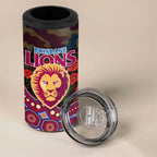 Brisbane Lions ANZAC Day 4 in 1 Can Cooler Tumbler Indigenous Dot Art with Poppy Flower Tribute
