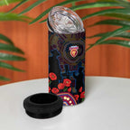 Brisbane Lions ANZAC Day 4 in 1 Can Cooler Tumbler Indigenous Dot Art with Poppy Flower Tribute