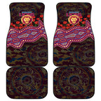 Brisbane Lions ANZAC Day Car Mats Indigenous Dot Art with Poppy Flower Tribute