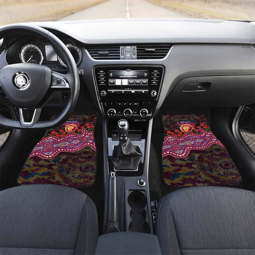 Brisbane Lions ANZAC Day Car Mats Indigenous Dot Art with Poppy Flower Tribute