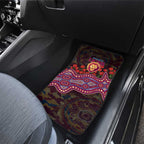 Brisbane Lions ANZAC Day Car Mats Indigenous Dot Art with Poppy Flower Tribute
