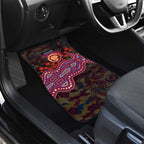 Brisbane Lions ANZAC Day Car Mats Indigenous Dot Art with Poppy Flower Tribute