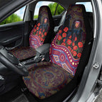 Brisbane Lions ANZAC Day Car Seat Cover Indigenous Dot Art with Poppy Flower Tribute