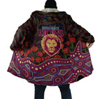 Brisbane Lions ANZAC Day Cloak Indigenous Dot Art with Poppy Flower Tribute