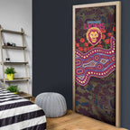 Brisbane Lions ANZAC Day Door Cover Indigenous Dot Art with Poppy Flower Tribute