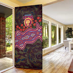 Brisbane Lions ANZAC Day Door Cover Indigenous Dot Art with Poppy Flower Tribute