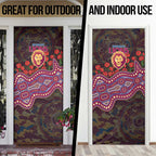 Brisbane Lions ANZAC Day Door Cover Indigenous Dot Art with Poppy Flower Tribute