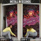 Brisbane Lions ANZAC Day Door Cover Indigenous Dot Art with Poppy Flower Tribute