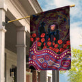 Brisbane Lions ANZAC Day Garden Flag Indigenous Dot Art with Poppy Flower Tribute