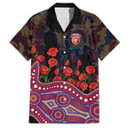 Brisbane Lions ANZAC Day Hawaiian Shirt Indigenous Dot Art with Poppy Flower Tribute
