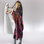Brisbane Lions ANZAC Day Hooded Blanket Indigenous Dot Art with Poppy Flower Tribute