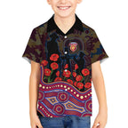Brisbane Lions ANZAC Day Kid Hawaiian Shirt Indigenous Dot Art with Poppy Flower Tribute