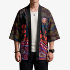 Brisbane Lions ANZAC Day Kimono Indigenous Dot Art with Poppy Flower Tribute