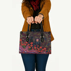 Brisbane Lions ANZAC Day Leather Bag Indigenous Dot Art with Poppy Flower Tribute