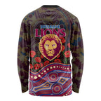 Brisbane Lions ANZAC Day Long Sleeve Shirt Indigenous Dot Art with Poppy Flower Tribute