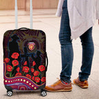 Brisbane Lions ANZAC Day Luggage Cover Indigenous Dot Art with Poppy Flower Tribute