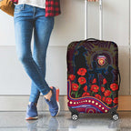 Brisbane Lions ANZAC Day Luggage Cover Indigenous Dot Art with Poppy Flower Tribute