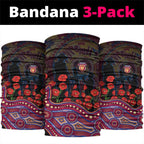 Brisbane Lions ANZAC Day Neck Gaiter Indigenous Dot Art with Poppy Flower Tribute