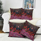 Brisbane Lions ANZAC Day Pillow Cover Indigenous Dot Art with Poppy Flower Tribute