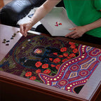 Brisbane Lions ANZAC Day Puzzle Indigenous Dot Art with Poppy Flower Tribute