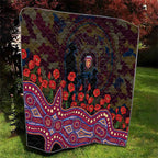 Brisbane Lions ANZAC Day Quilt Indigenous Dot Art with Poppy Flower Tribute