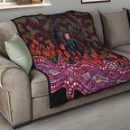 Brisbane Lions ANZAC Day Quilt Indigenous Dot Art with Poppy Flower Tribute