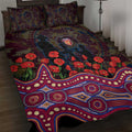 Brisbane Lions ANZAC Day Quilt Bed Set Indigenous Dot Art with Poppy Flower Tribute