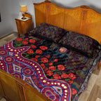 Brisbane Lions ANZAC Day Quilt Bed Set Indigenous Dot Art with Poppy Flower Tribute