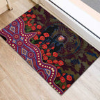 Brisbane Lions ANZAC Day Rubber Doormat Indigenous Dot Art with Poppy Flower Tribute