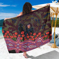 Brisbane Lions ANZAC Day Sarong Indigenous Dot Art with Poppy Flower Tribute