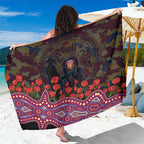 Brisbane Lions ANZAC Day Sarong Indigenous Dot Art with Poppy Flower Tribute