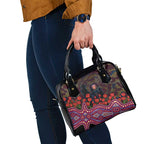 Brisbane Lions ANZAC Day Shoulder Handbag Indigenous Dot Art with Poppy Flower Tribute