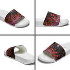 Brisbane Lions ANZAC Day Slide Sandals Indigenous Dot Art with Poppy Flower Tribute