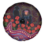 Brisbane Lions ANZAC Day Spare Tire Cover Indigenous Dot Art with Poppy Flower Tribute