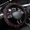 Brisbane Lions ANZAC Day Steering Wheel Cover Indigenous Dot Art with Poppy Flower Tribute