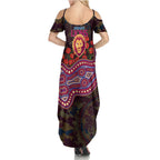 Brisbane Lions ANZAC Day Summer Maxi Dress Indigenous Dot Art with Poppy Flower Tribute
