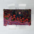 Brisbane Lions ANZAC Day Tablecloth Indigenous Dot Art with Poppy Flower Tribute