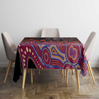 Brisbane Lions ANZAC Day Tablecloth Indigenous Dot Art with Poppy Flower Tribute